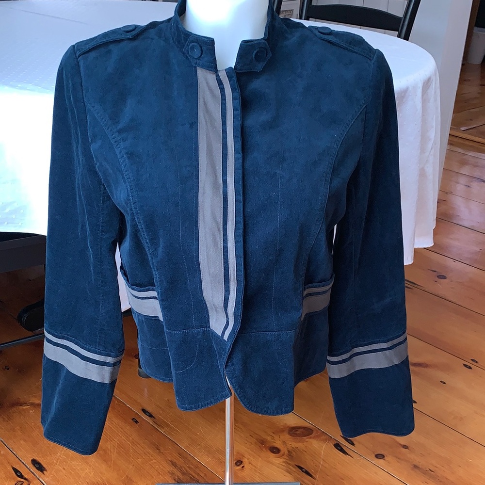 Sundance Deep Blue Utility Jacket with Gray Stripes coat
